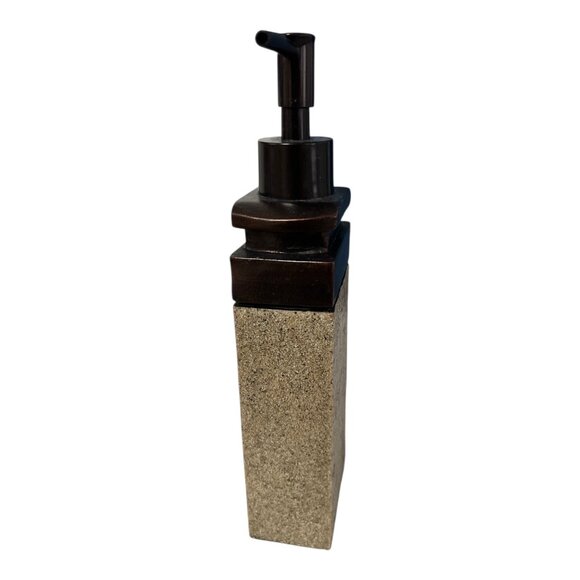 India Ink Hand-Painted Soap or Lotion Dispenser – Textured Stone Look with Bronz - Picture 2 of 4